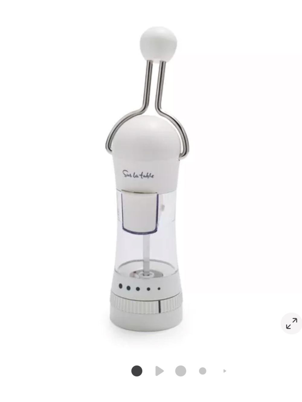 Sur La Table White Electric Pepper Mill with Clear Reservoir